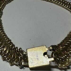Vintage (BROKEN)Gold-Tone Chunky Chain necklace- Cocker with Pearl Accent